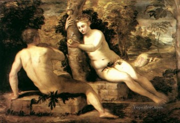 ティントレット Painting - アダムとイブ イタリア ルネサンス ティントレット